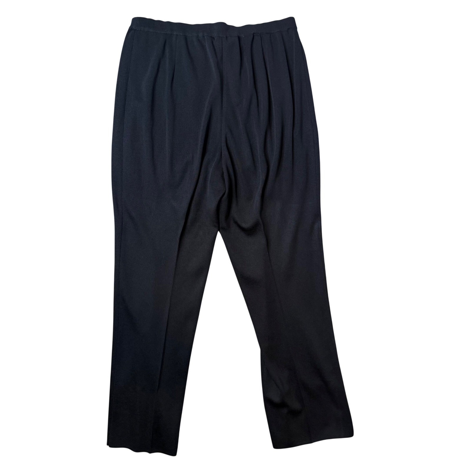 Ming Wang Black Knit Straight Leg Pull On Pants Petite XS Quiet Luxury Office