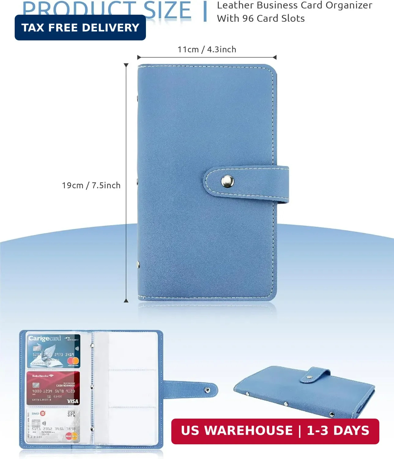 Credit Card Holder, Leather Business Card Organizer with 96 Card Slots, Professi