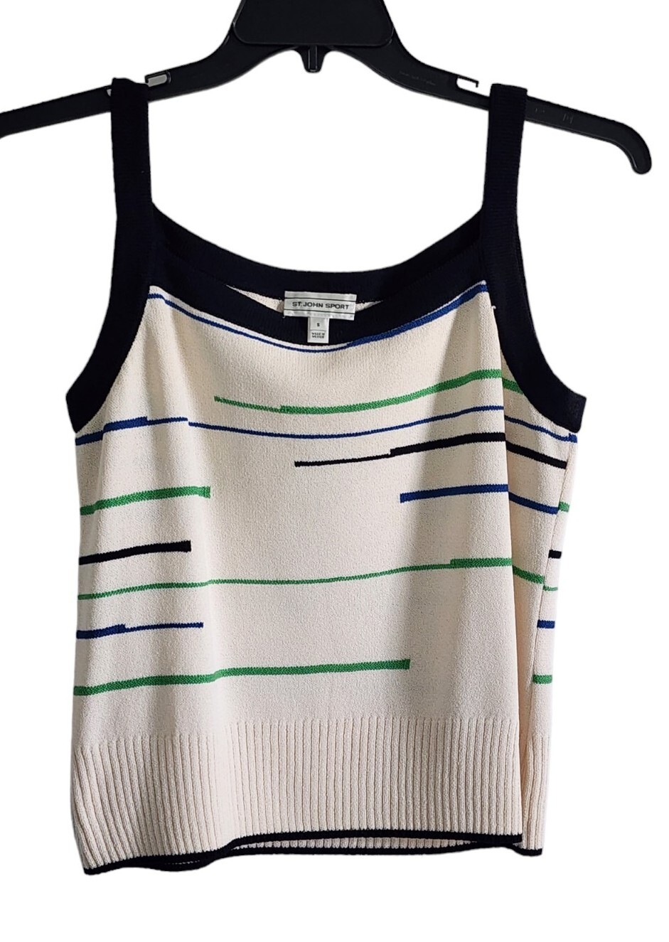ST.JOHN SPORT Women’s Sz S Wool Ivory Multicolor Stripes Tank Top