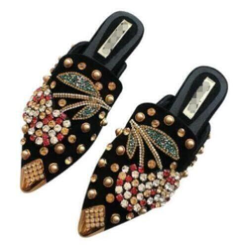 Fashion Women’s Rhinestones Slides Mules Slip On Slippers Summer Sandals Shoes