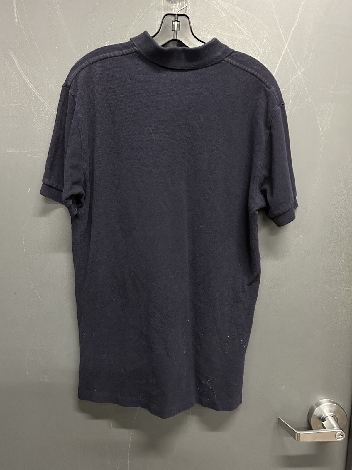 Men’s Navy Polo Ralph Lauren Half Button Collared T-Shirt Yellow Logo Size M