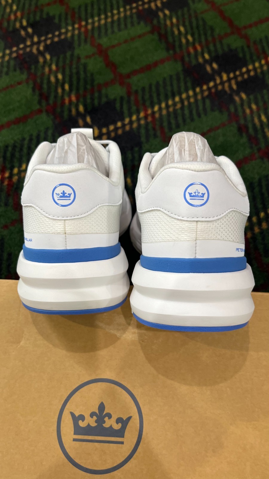 Peter Millar Men’s Crown Sport Camberfly Sneakers Size 9.5 White Blue