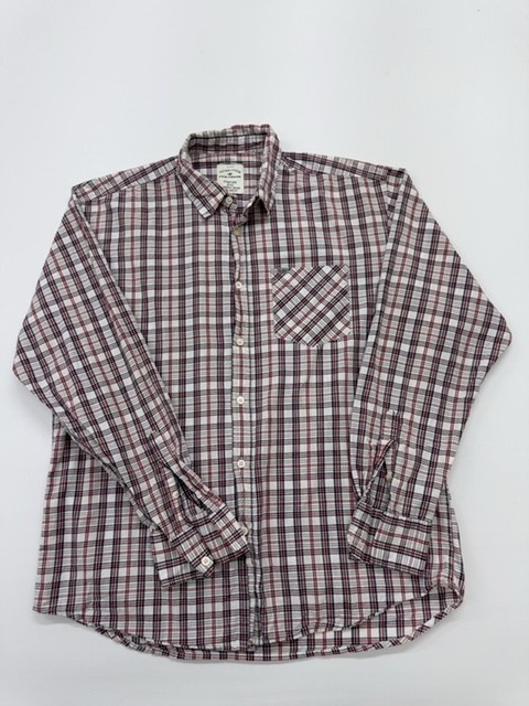 Estabished Men Red White Blue Plaid Button-Down Shirt XL Vintage Pocket