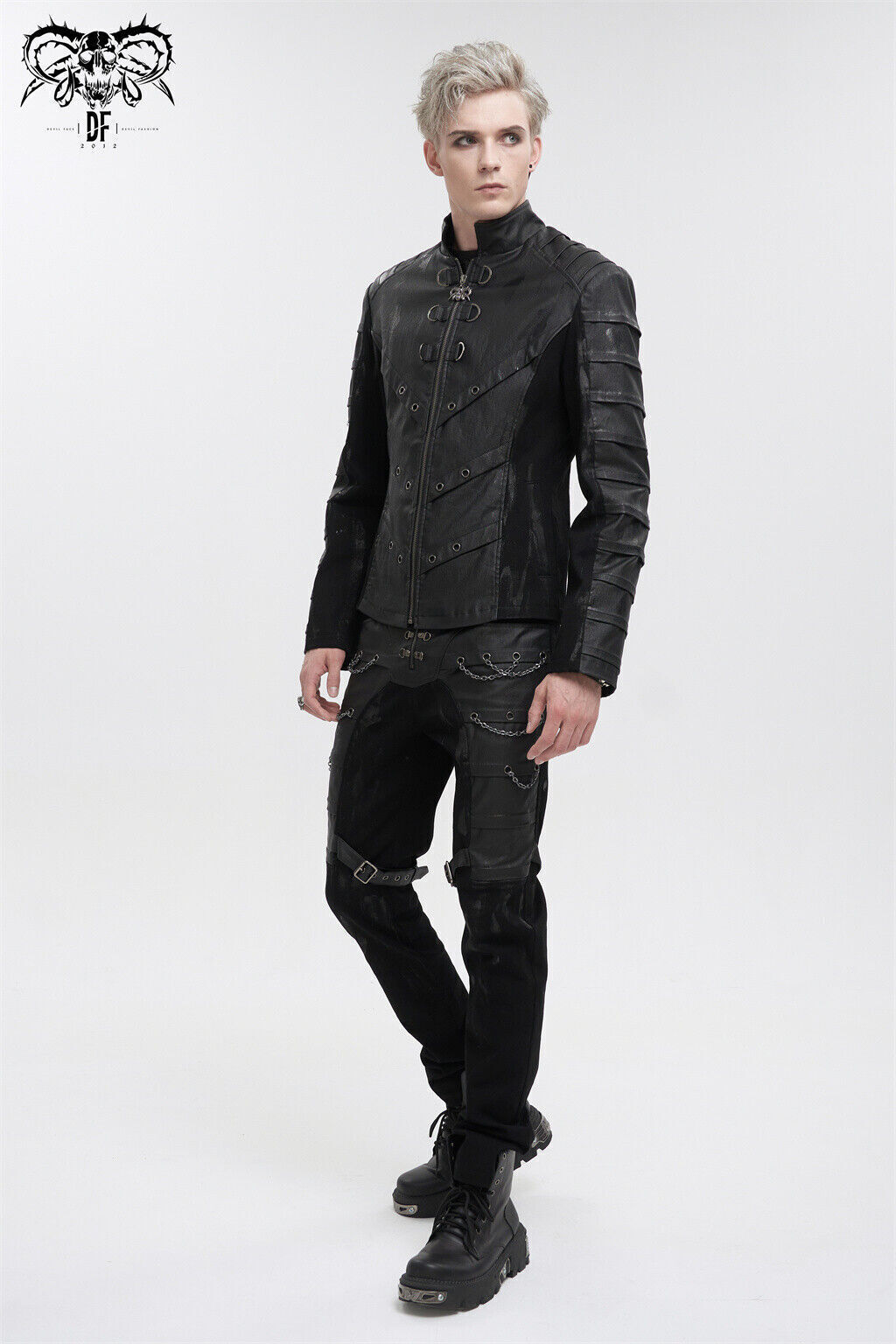 Devil Fashion Black Gothic Punk Rock Daily Wear Slim Fit Short Jacket For Men