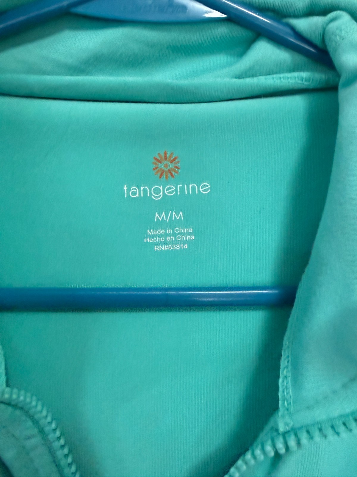 Tangerine Women M Activewear Athletic Jacket Full Zip, Thumb Holes, Stretch, EUC