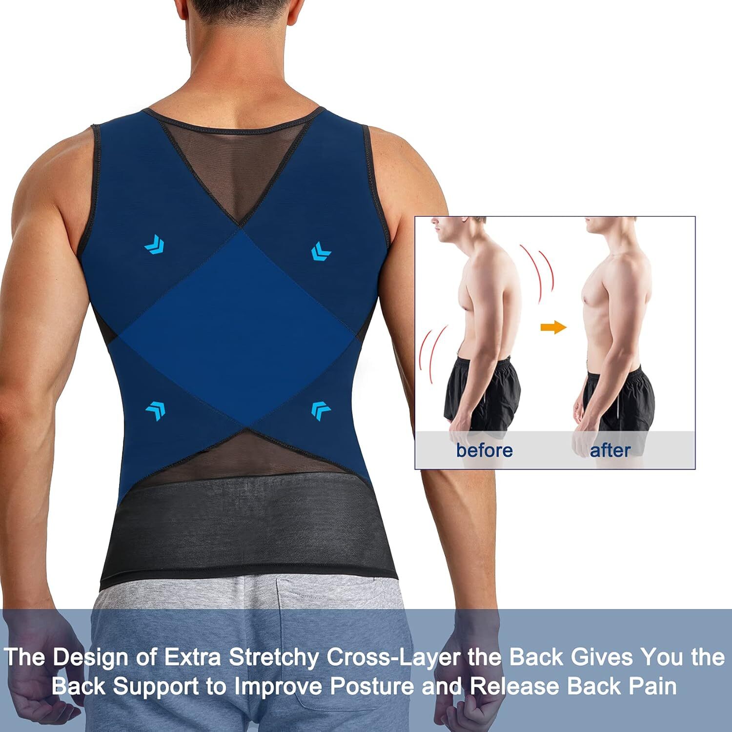 Men Slimming Body Shaper Belly Chest Gynecomastia Compression Shirt Gym Tank Top