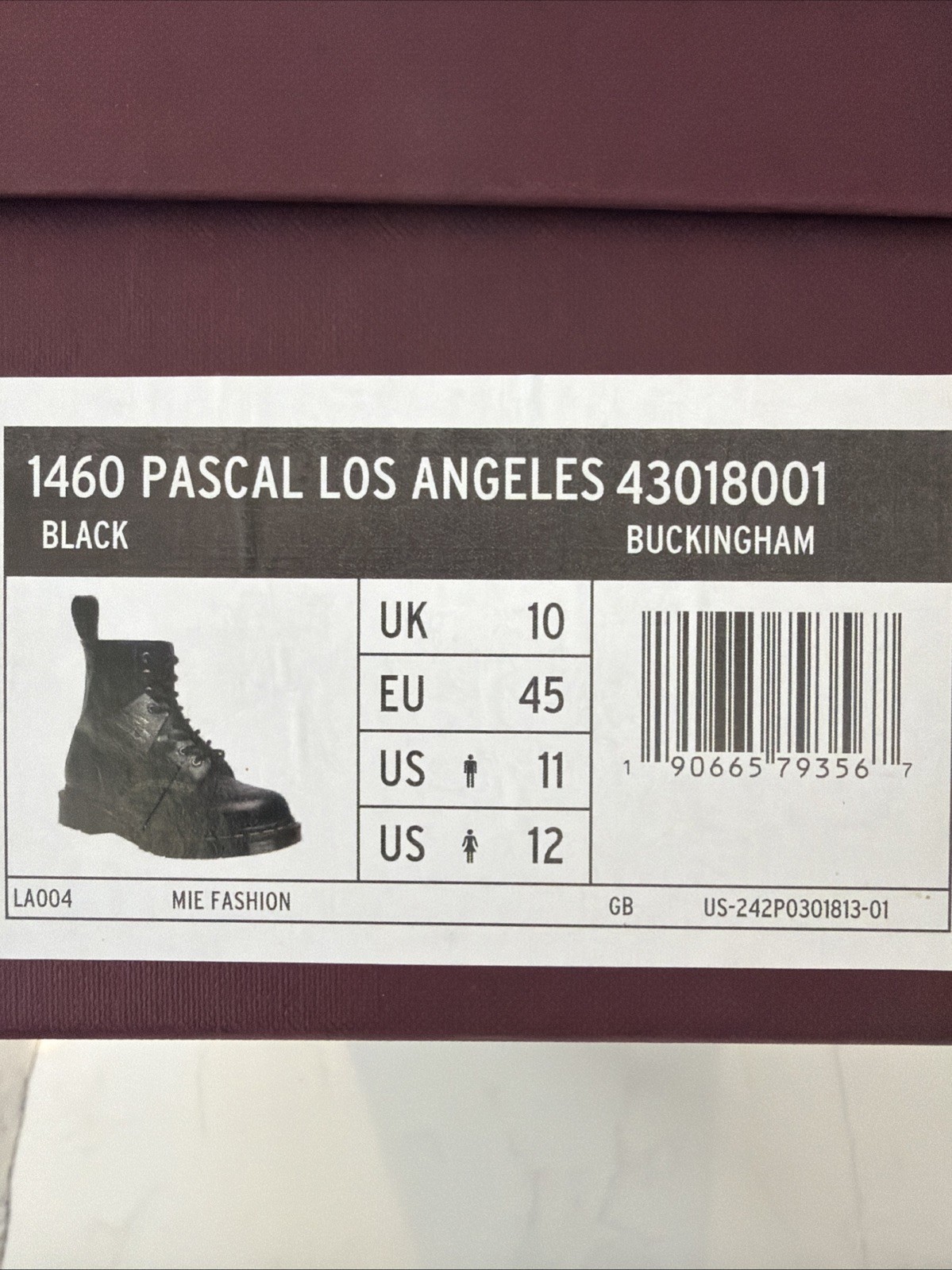 Dr Martens 1460 Los Angeles City Series Size 11 Black Made In England New In Box