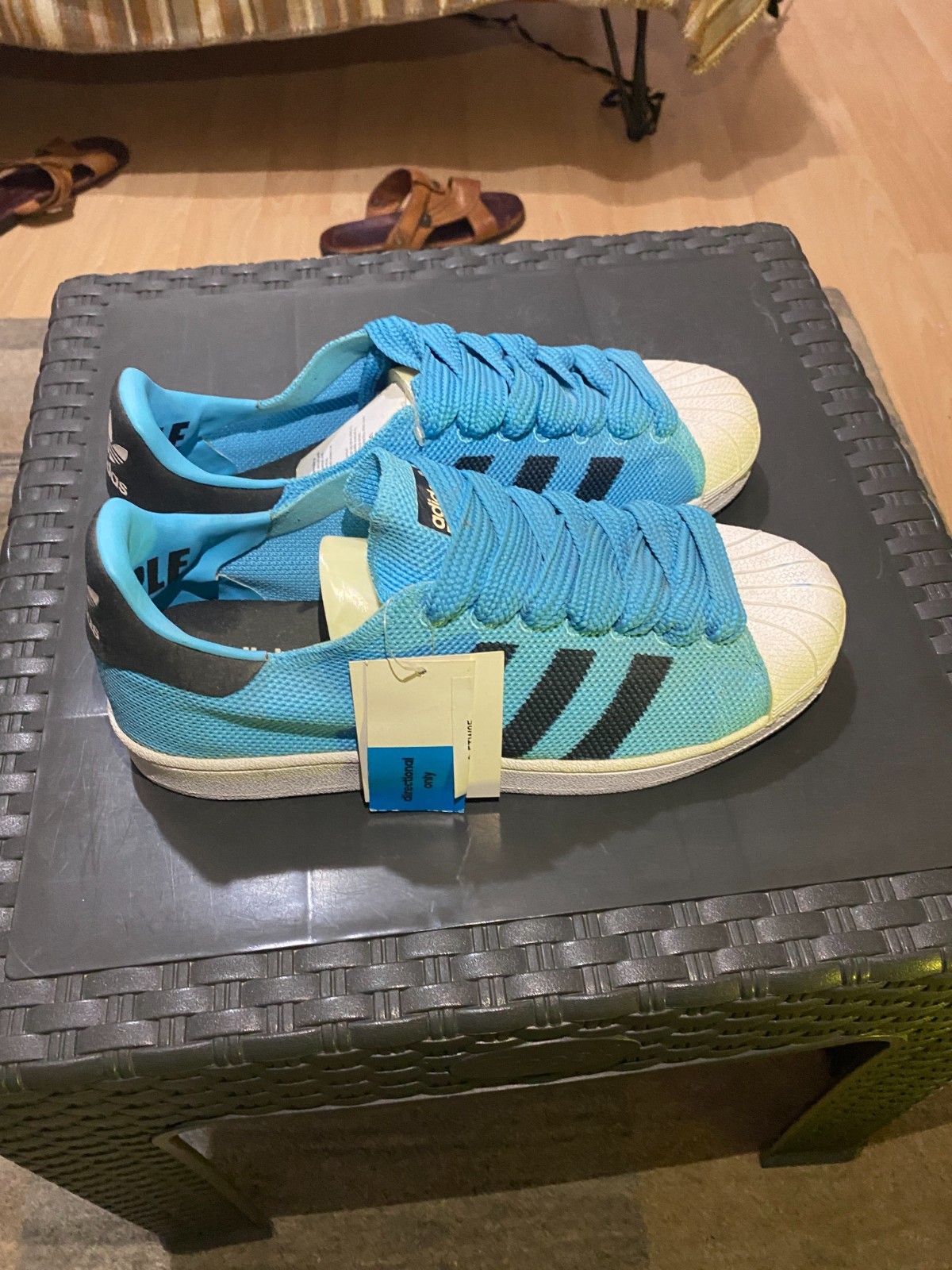 adidas Superstar 80s Primeknit Blue Black BB2235 Sales Sample NWT Mens Size 9