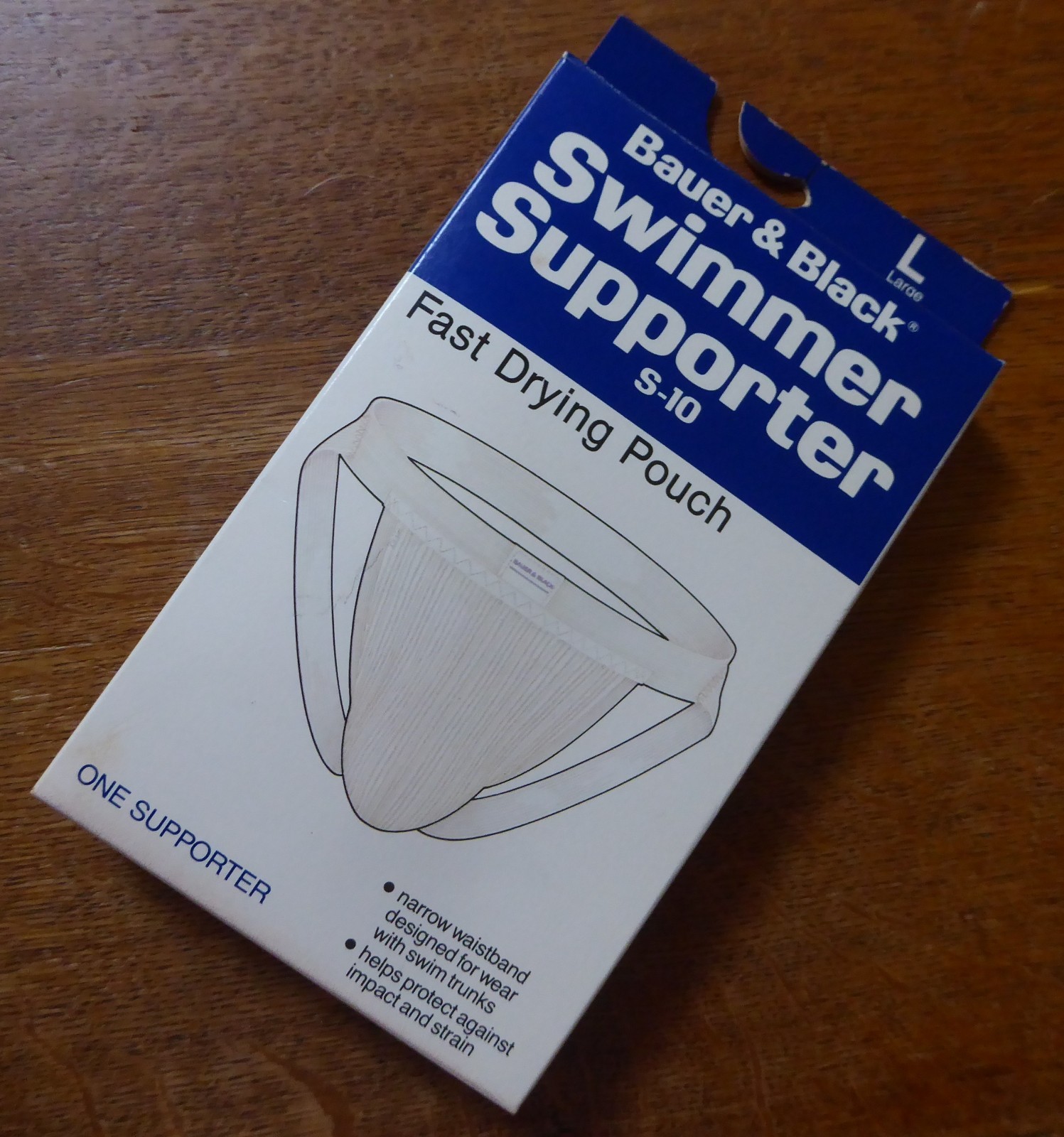 Vtg. Bauer & Black men’s swimmer athletic supporter, S-10, nylon, L, USA, NIB
