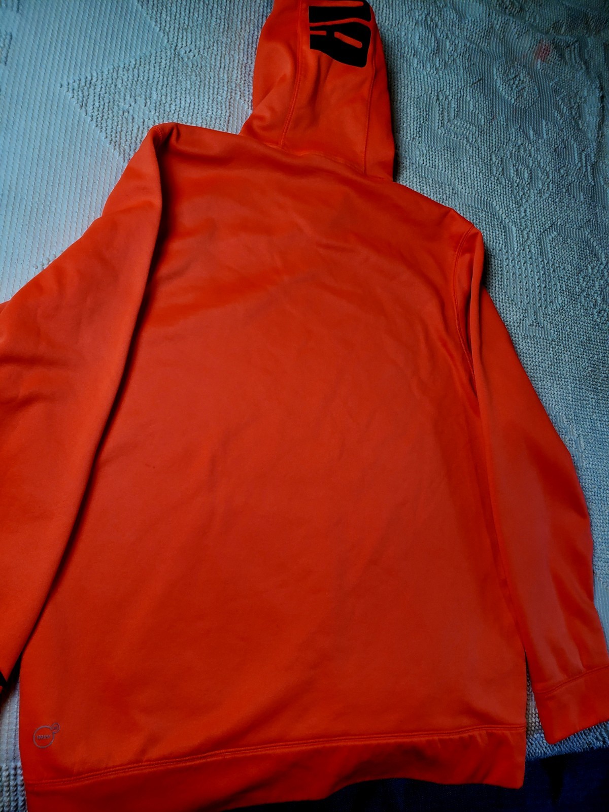 PUMA WarmCELL Orange Graphic Logo Polyester Fleece Pullover Hoodie Men’s XL