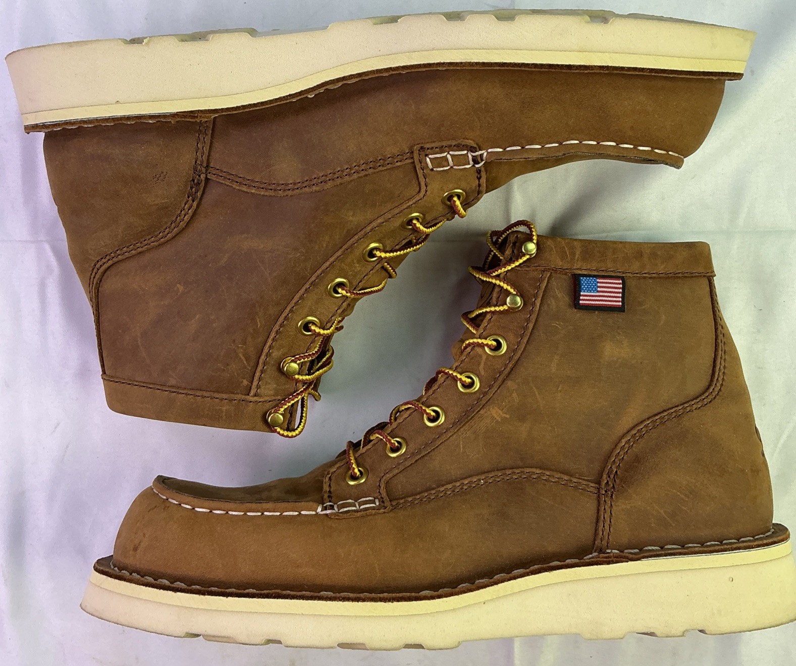 Danner Bull Run Men’s 6″ Soft Toe Leather Work Boots-Brown-Size: 8.5 D