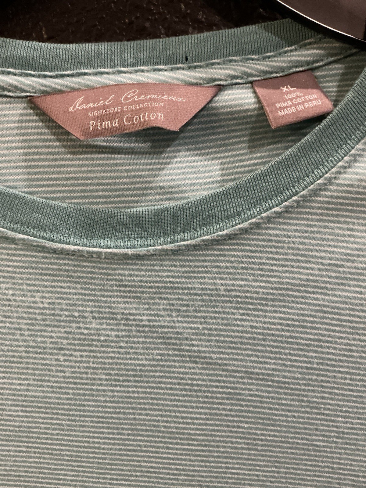 Daniel Cremieux Signature Collection Men’s XL Green/White Striped Pima Tee