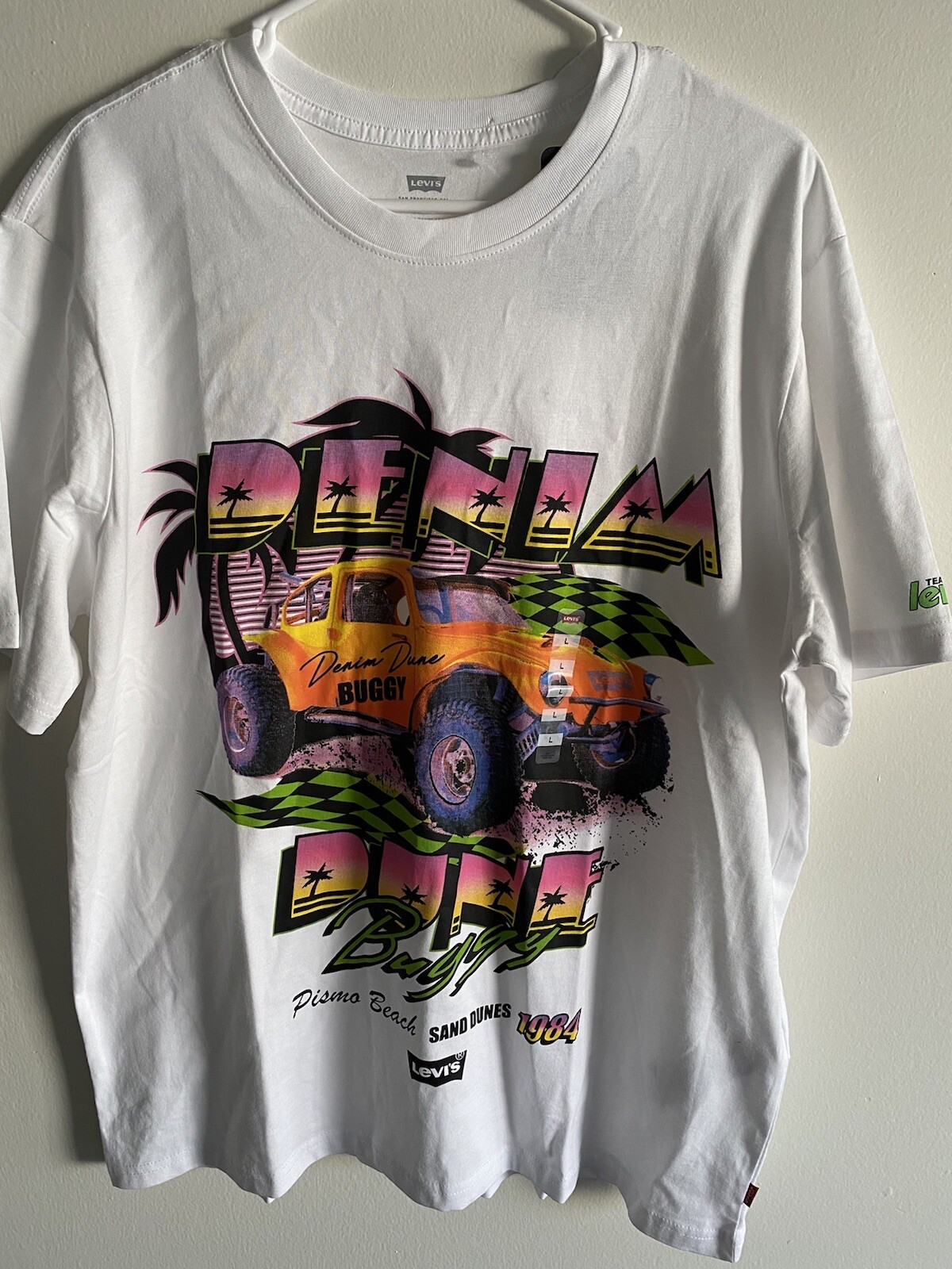 Levi’s Mens Dune Buggy White T-shirt Short Sleeve Large Pismo Beach