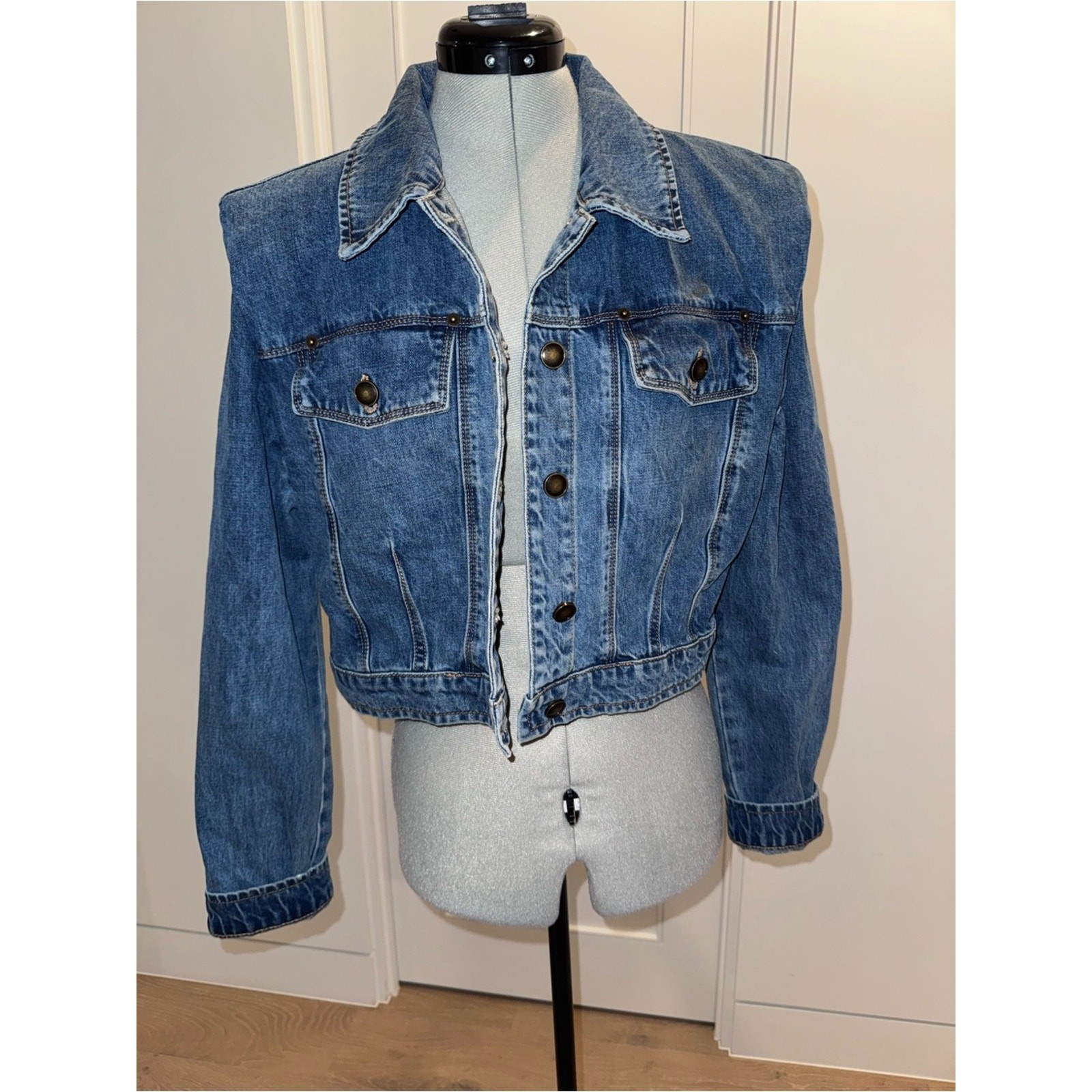 Jacket-House of Harlow 1960 Blue Denim Cropped Jacket