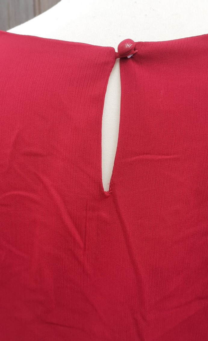 BNWT Michesvo Floaty Blouse Top Pleated Sleeve Deep Red Party UK XL Charity Sale