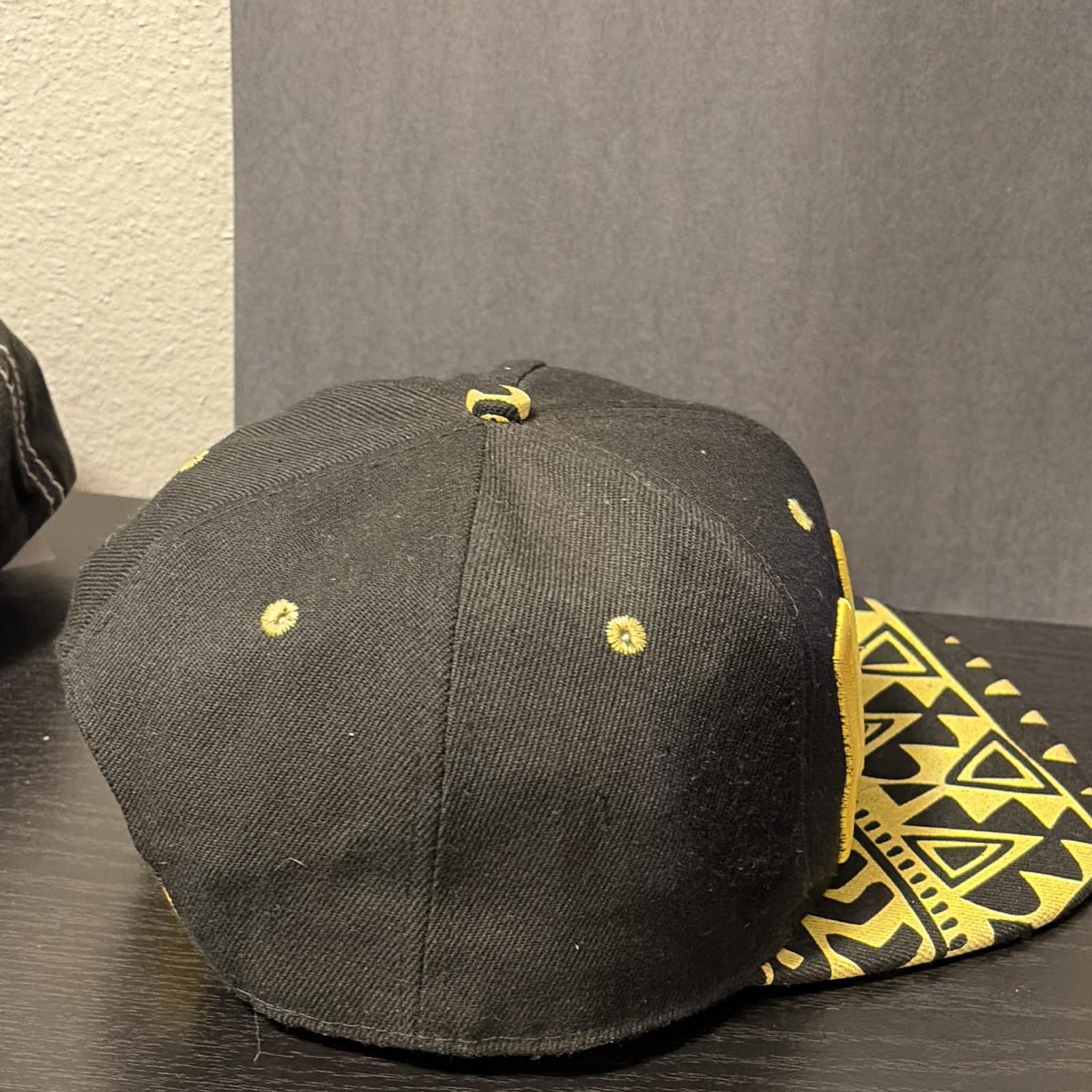 DOPE Black Yellow Geometric Brim Snapback Cap Adjustable Unisex Hip Hop
