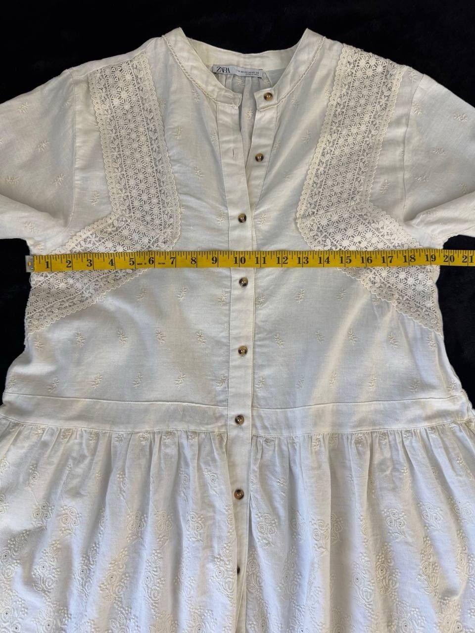 Zara Embroidered Lace Peplum Tunic Blouse Women’s Small Ivory Boho Cottagecore