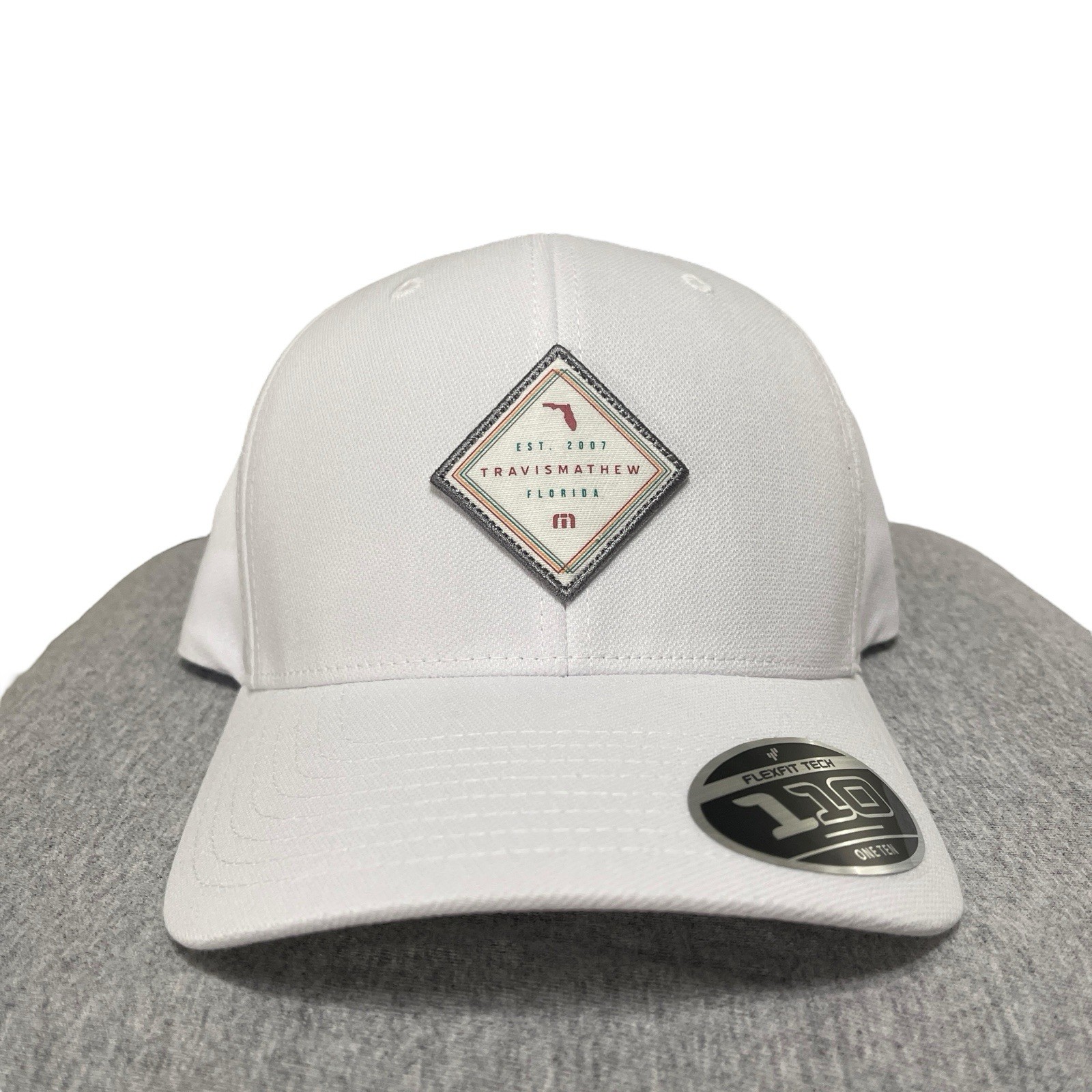 Travis Mathew Hat “Loan Shark” Adjustable Snapback White FlexFit Tech NEW!