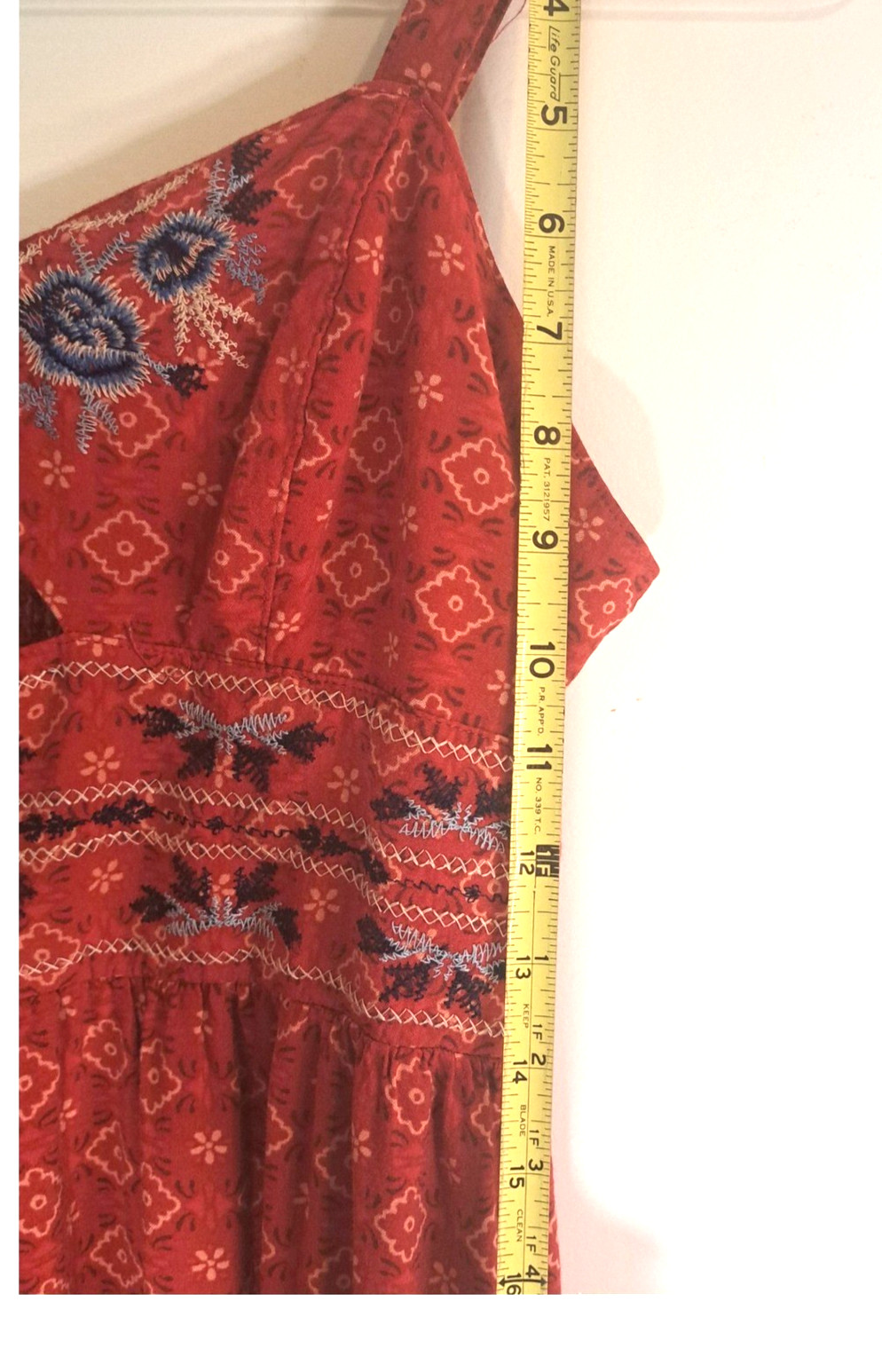 Xhilaration Embroidered Cutout Maxi Dress Womens L Red Strappy Western Sundress