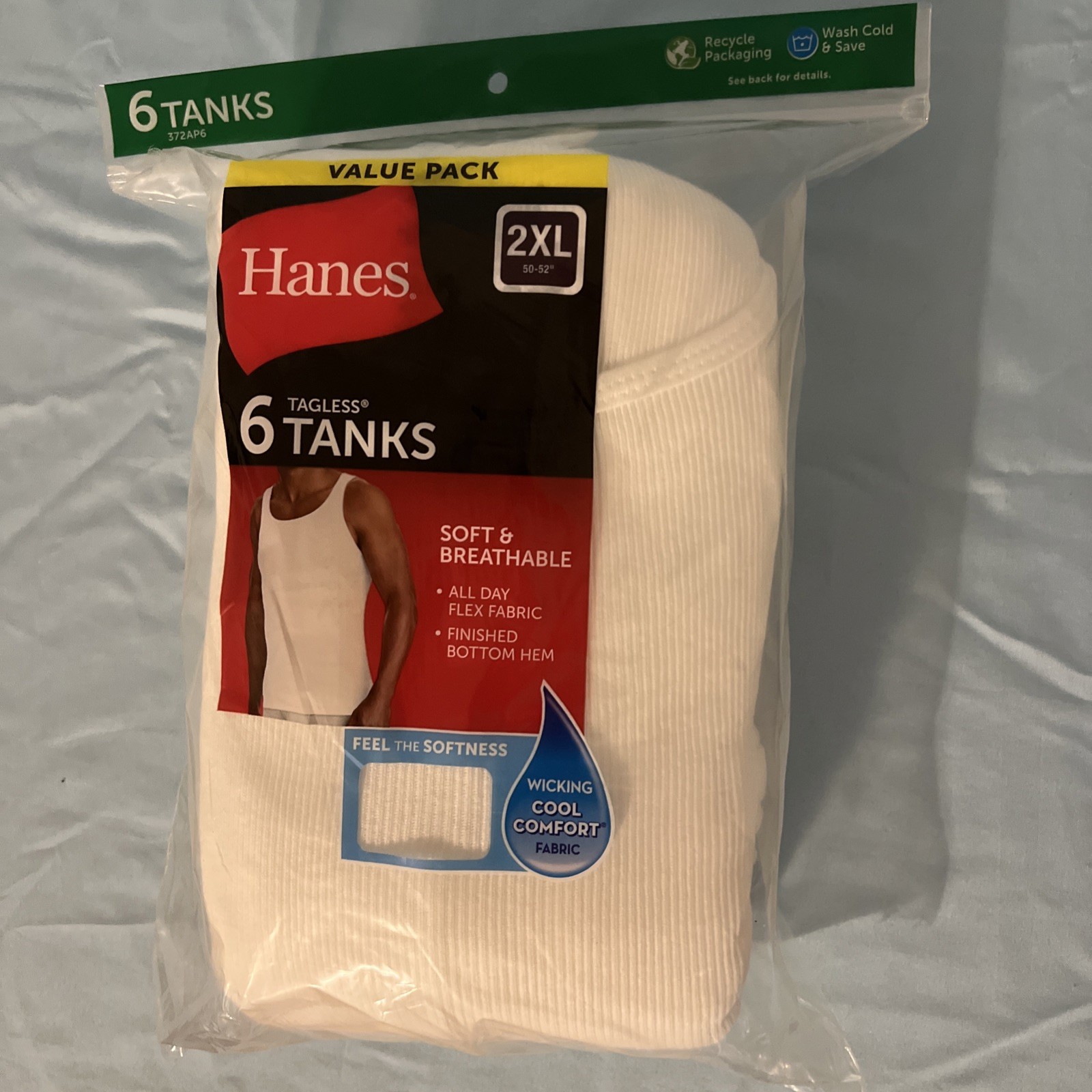Hanes Men’s TAGLESS ComfortSoft White A-Shirt 6-Pack Shirts Tank FreshIQ Value
