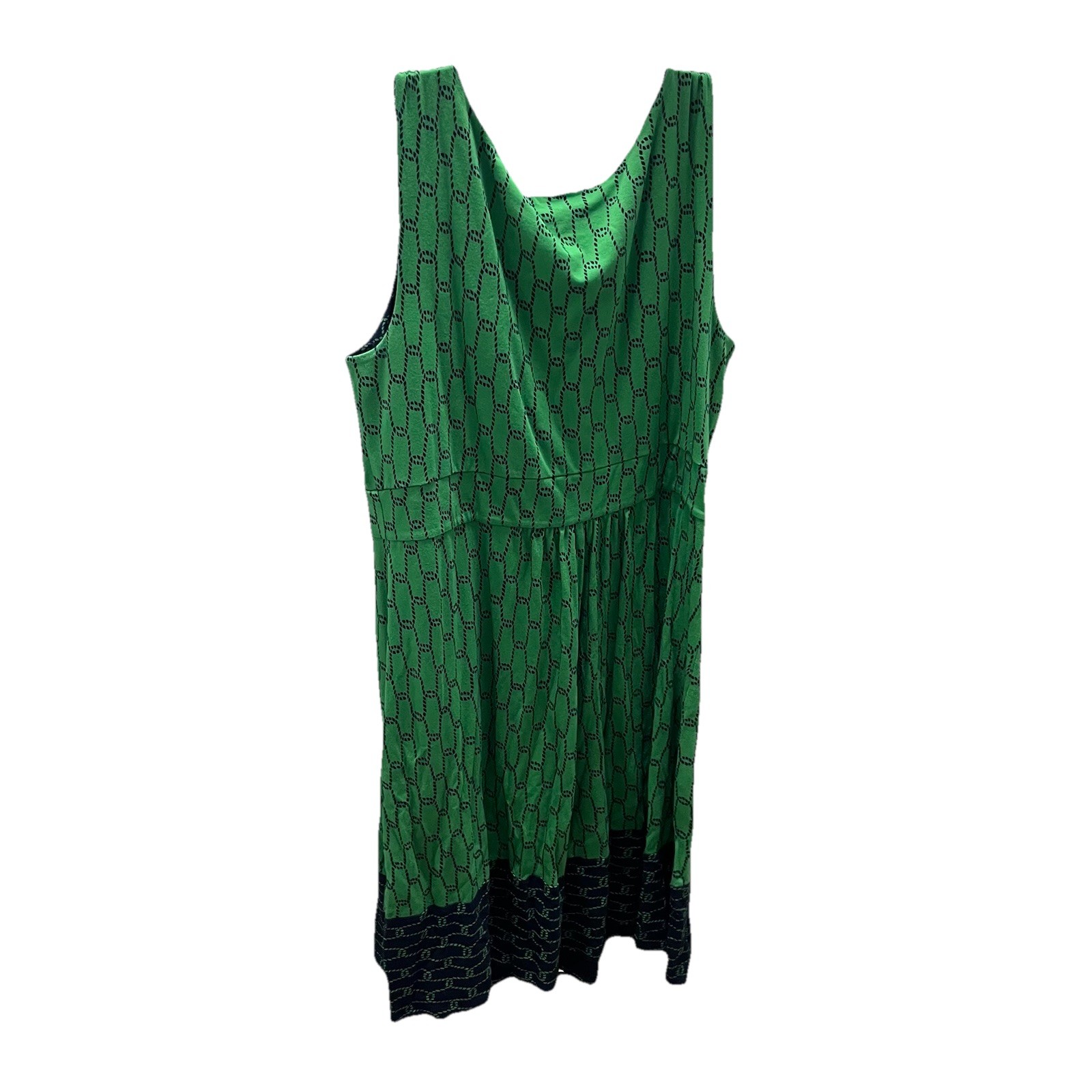 Lands’ End Green/Blue Geometric Sleeveless V-Neck Romper Women Regular L