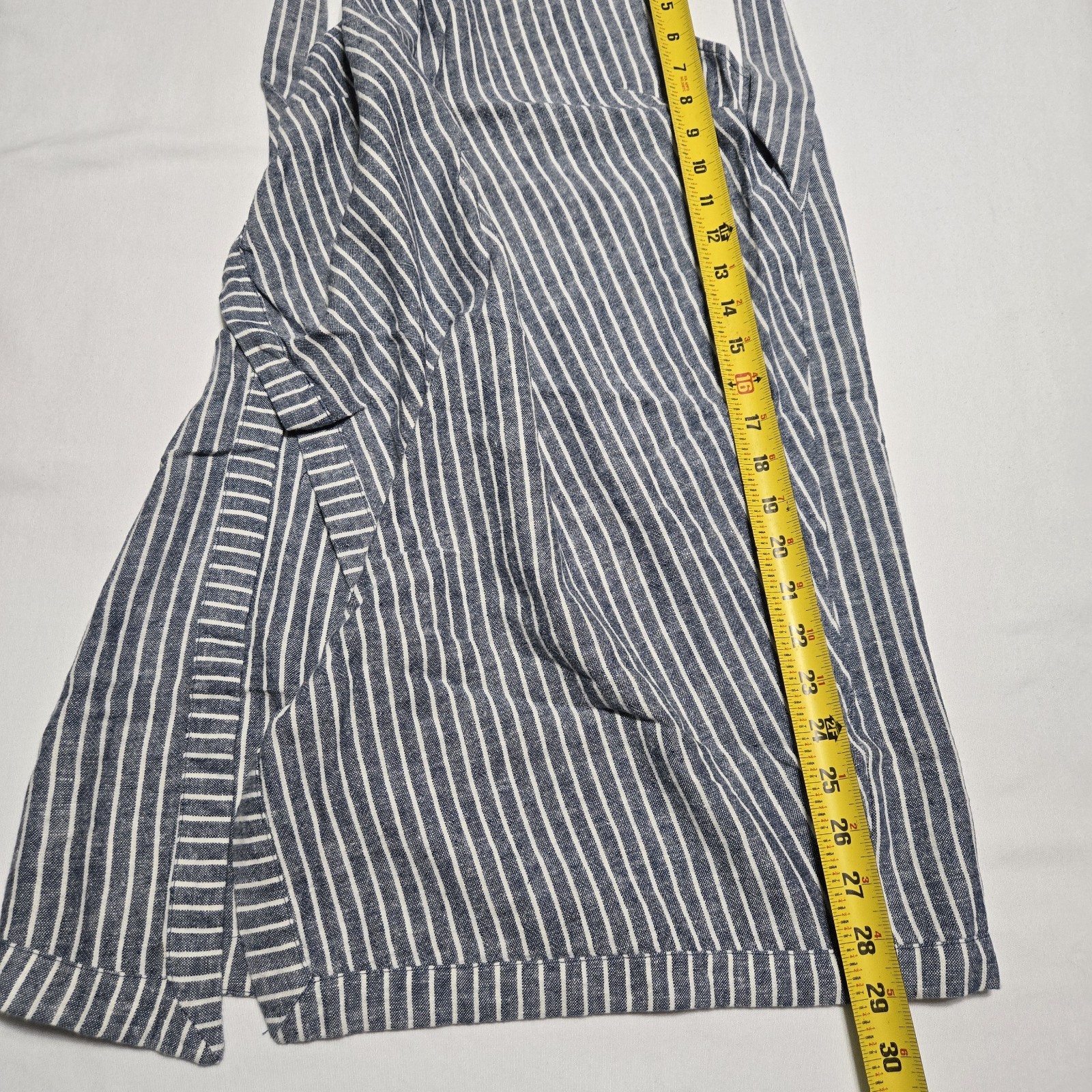 Free People Women’s Asymmetrical Linen Striped Blue And White Tank Top sz 4