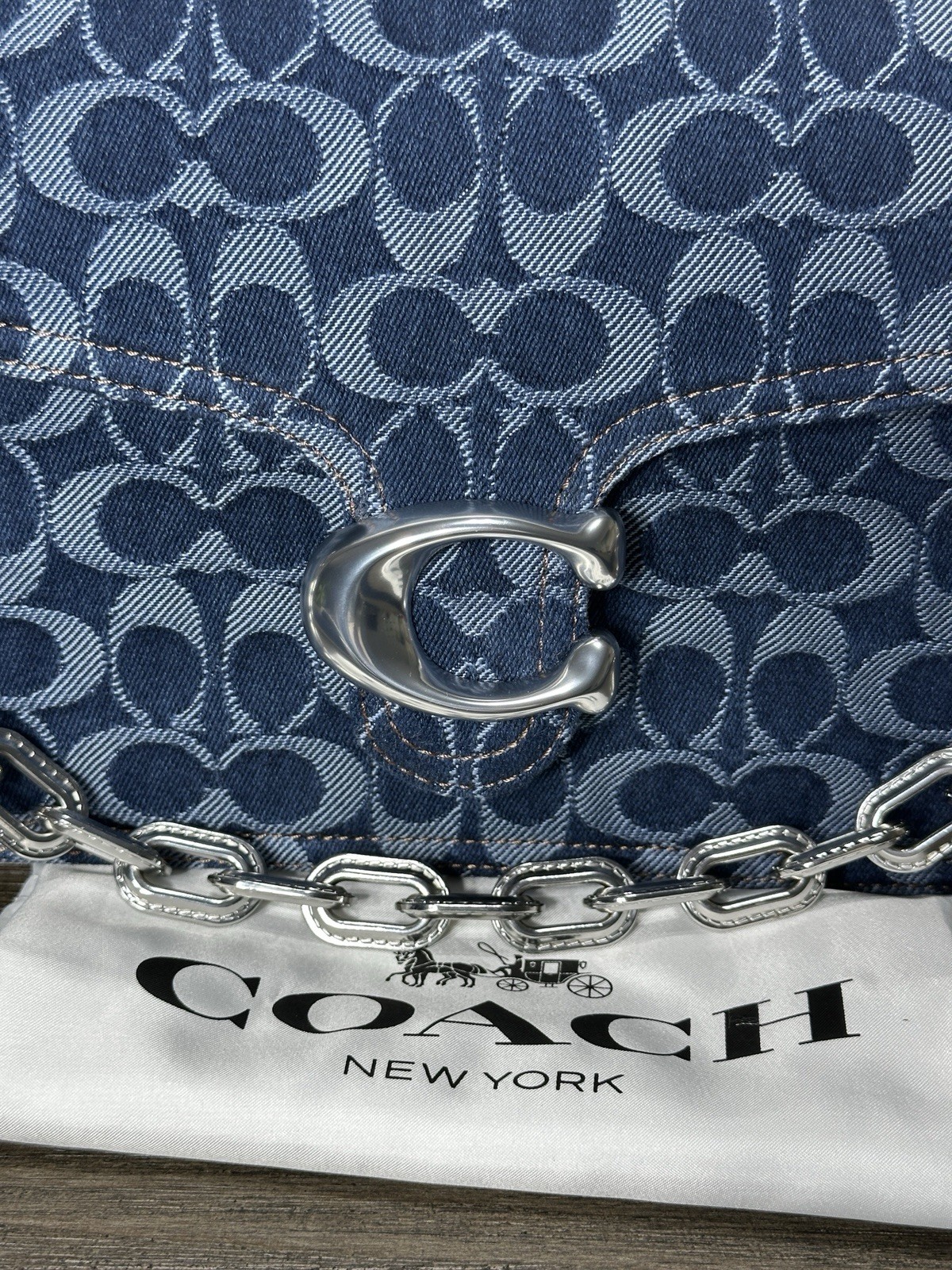 Coach Chain Tabby Shoulder Bag In Signature Denim CAN15
