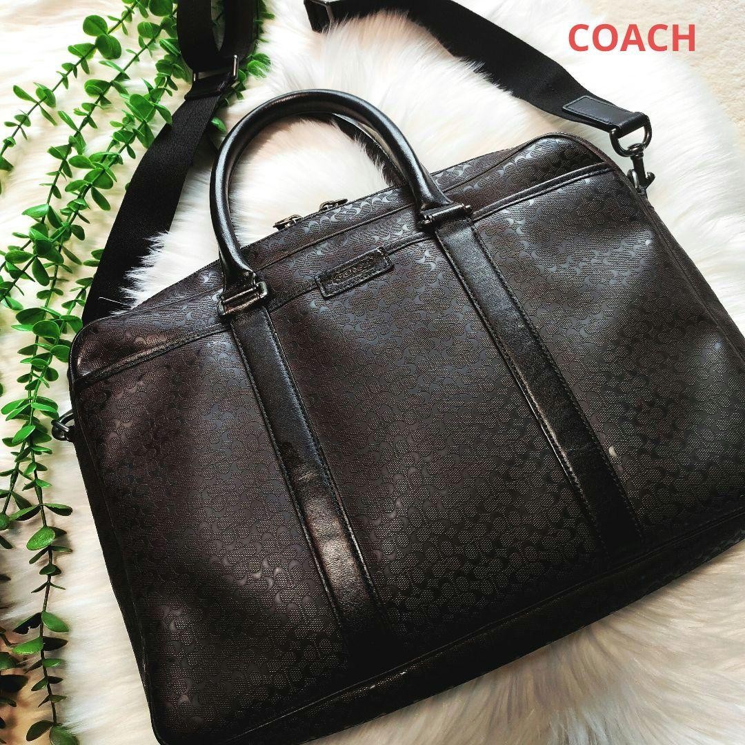 Coach 2WAY Business Bag Leather Signature with Shoulder