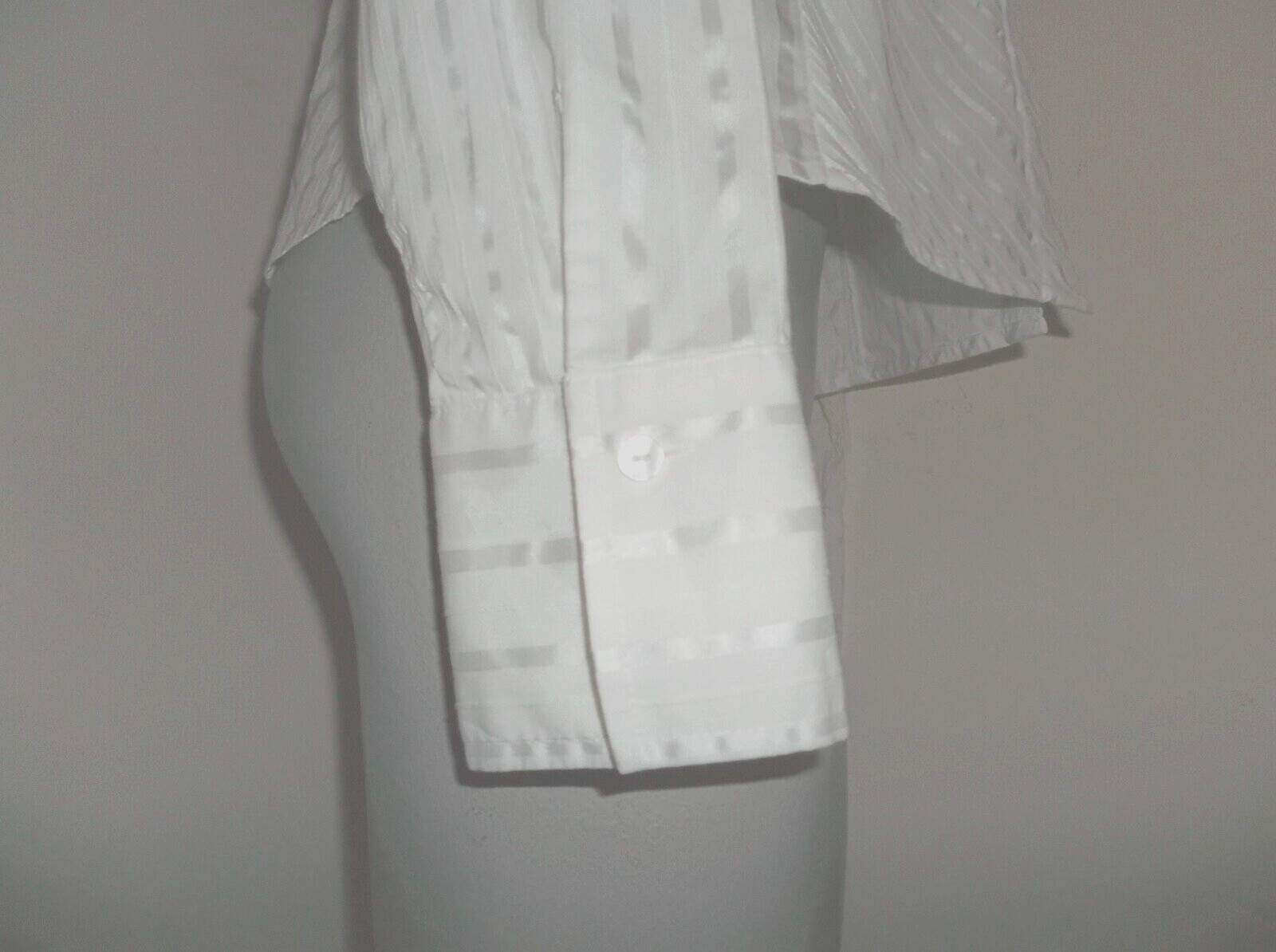WORTHINGTON White Stripe Career Blouse Size 10, Long Slv Cotton/Poly/Spandex VGC