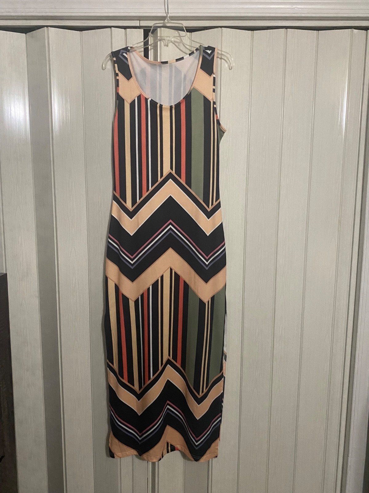 2026 Spring And Autumn New Slim Geometric Round Neck Sleeveless Split Dress NEW