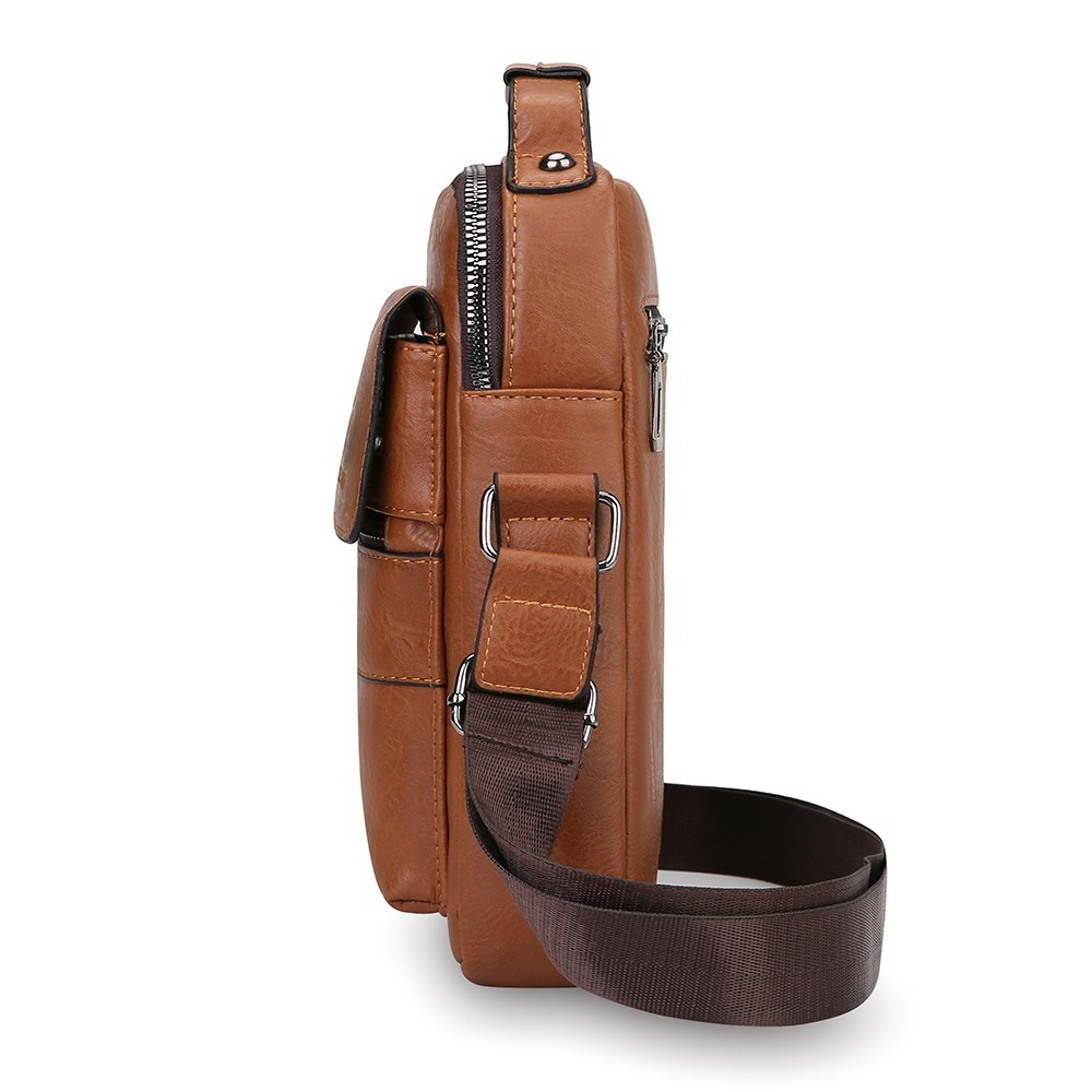 Men’s Shoulder Messenger Bag Business PU Leather 8″ Handbag Outdoor Sport Bag