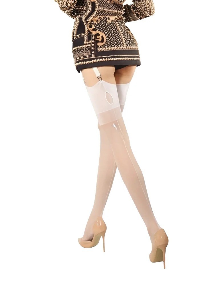 Ultra-Sheer Hold-up Stockings Pure Nylons Non-Stretch Thigh High Hoses – USA