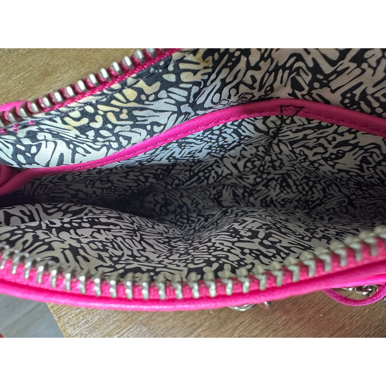 Rebecca Minkoff Mini MAC Crossbody HandBag Purse Neon Pink Leather Silver