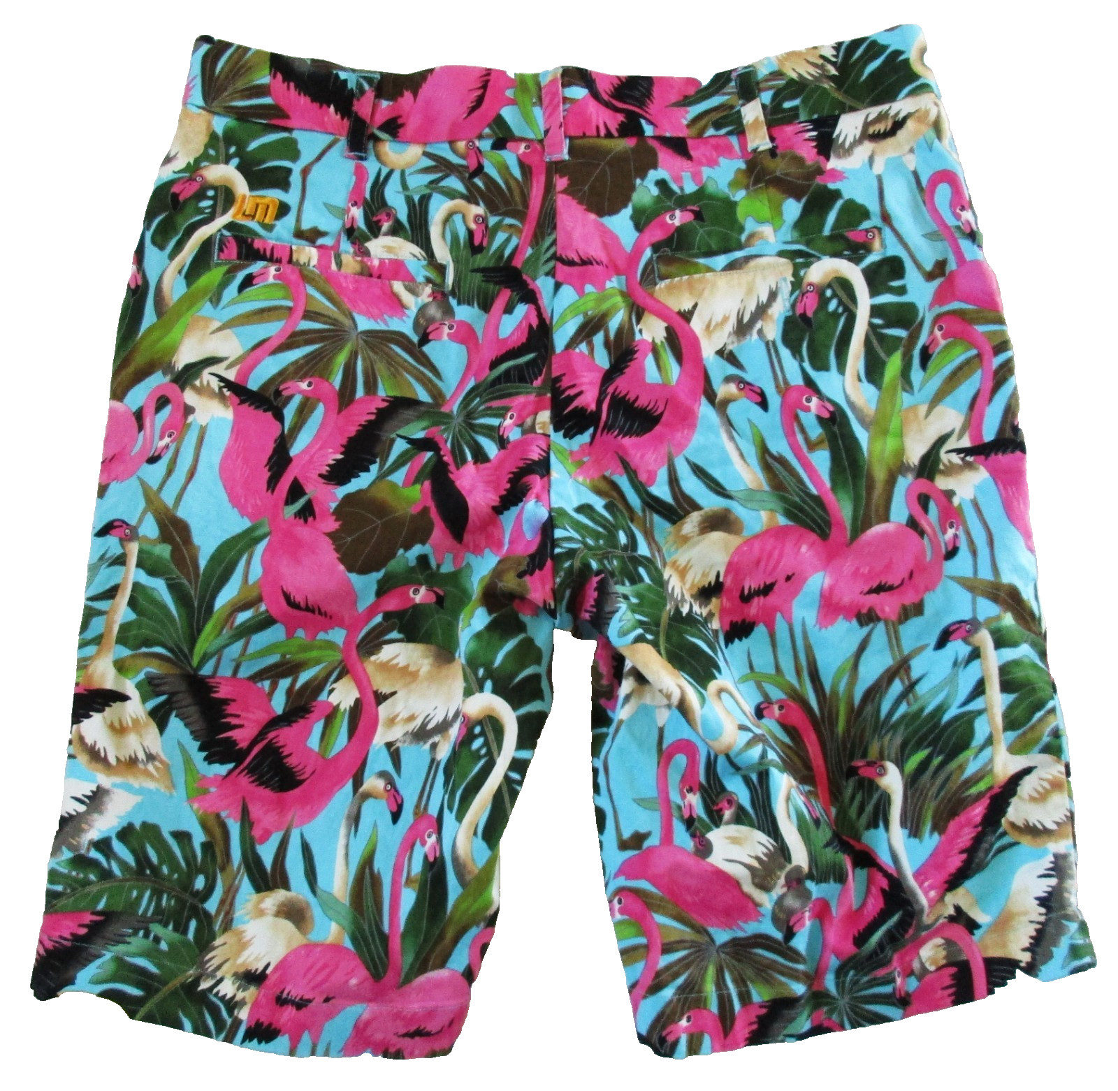 Loudmouth Golf Shorts Men’s 34 All Over Print Pink Flamingo Tropical Chino 11″