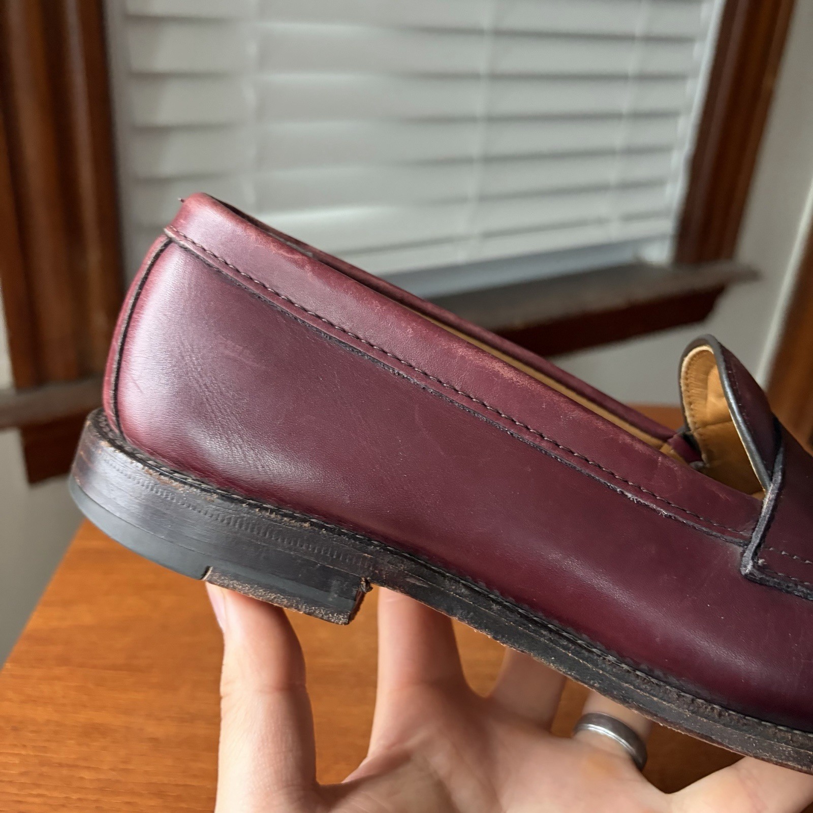 ALDEN 10.5D BURGUNDY CALF HANDSEWN LHS PENNY LOAFERS SHOES 984 10.5 D
