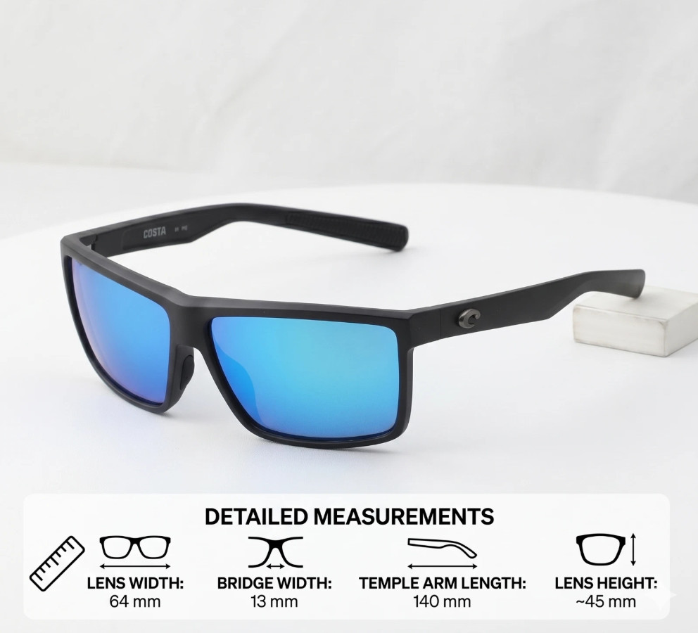 Costa Del Mar Rinconcito Black Frame Matte Black 580P Lens Polarized Sunglasses