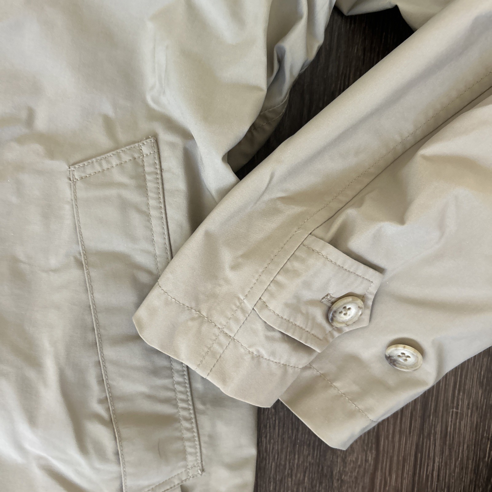 Vintage LL Bean Trench Rain Coat Mens Large Khaki Long Chin Strap Made USA 80s