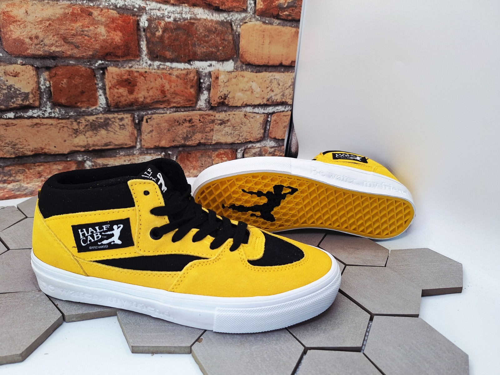 Vans Skate Half Cab X Bruce Lee Mens Size 7.5 Yellow Black Rare Suede Popcush