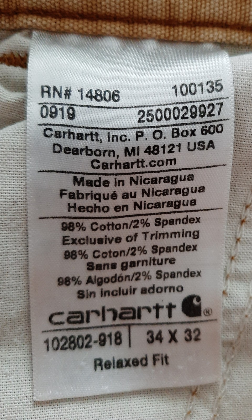 Distressed Faded Carhartt 102802-918 Double Knee Work Pants
