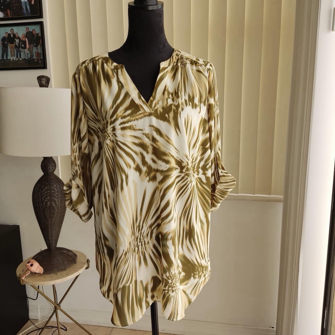 Worthington NWT Green and white tie-dye blouse Size 0X