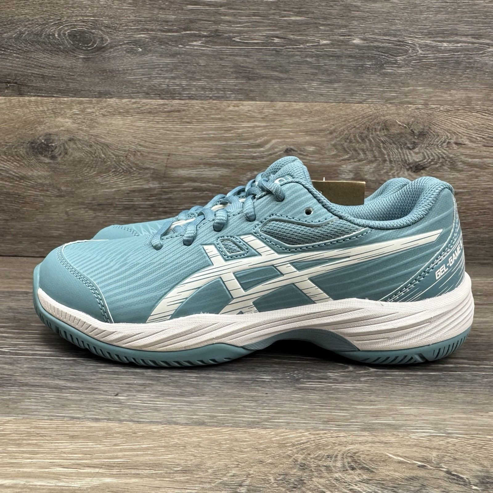 Asics Gel Game 9 Shoes Youth Size 4 Blue White Pickle Ball Tennis Sneakers