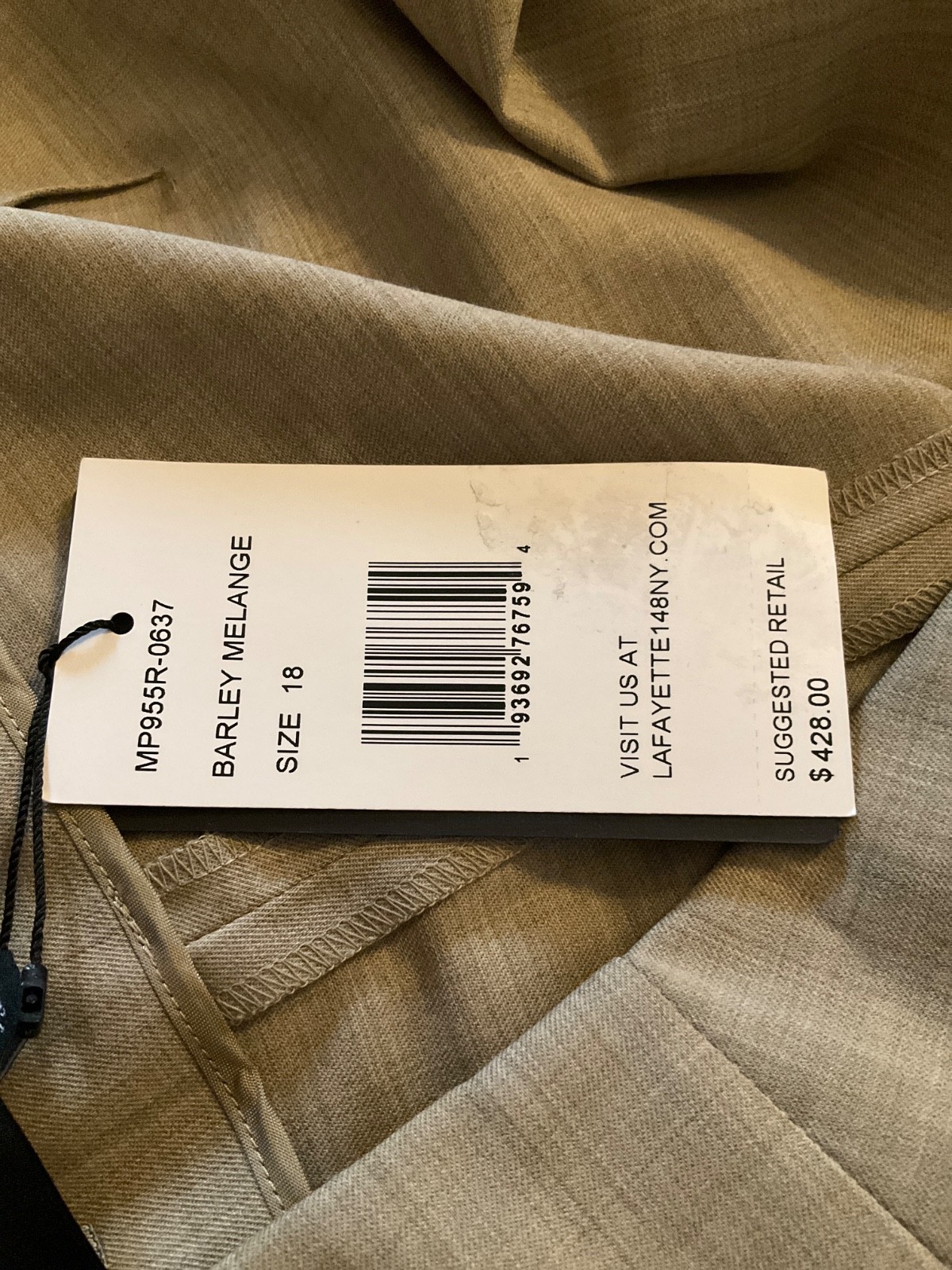 NEW $428 Lafayette 148 Barley Melange Italian Stretch Wool Pant – 18