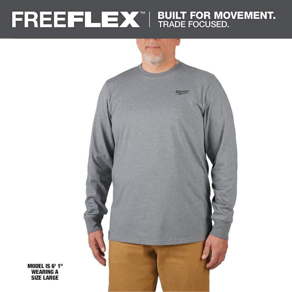Milwaukee Men’s Large Gray Cotton/Polyester Long-Sleeve Hybrid Work T-Shirt
