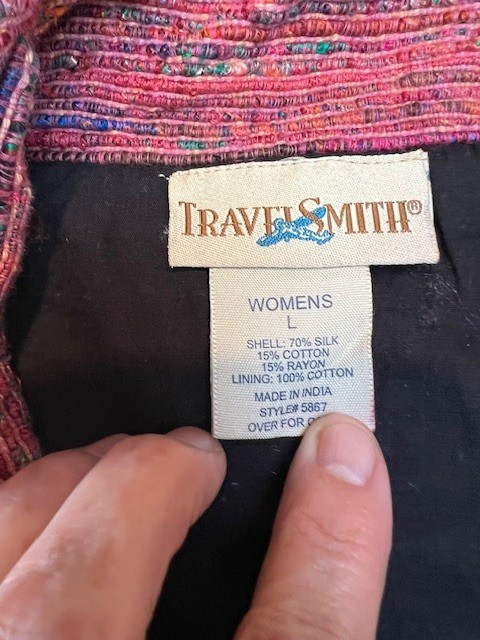 VTG Travel Smith Travel Vest Silk Blend Tapestry Lined Artsy Full Zip Large