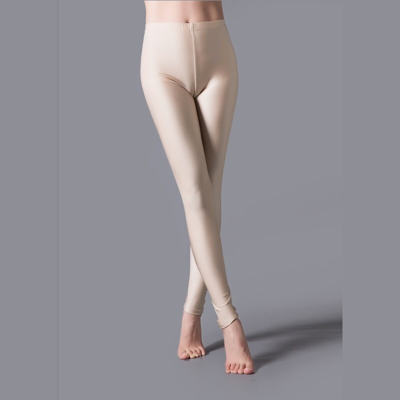 Luxallacki Oily Shiny High Waist Elastic Slim Pants Yoga Leggings Gym Sports