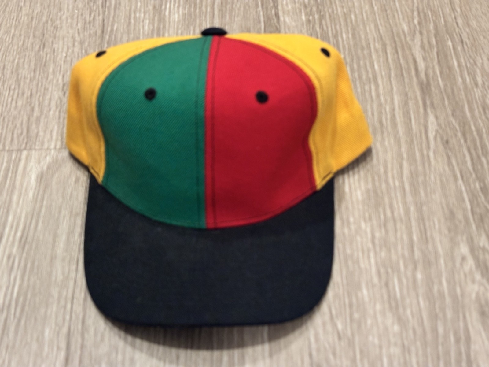 Vintage 1990s Colorbock Rasta Snapback Hat Blank Malcom X wool acrylic korea