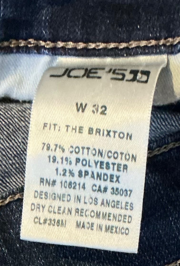 Joes The Brixton Men’s Stretch Straight Leg Dk Blue Denim Retro Preppy 32 X 32