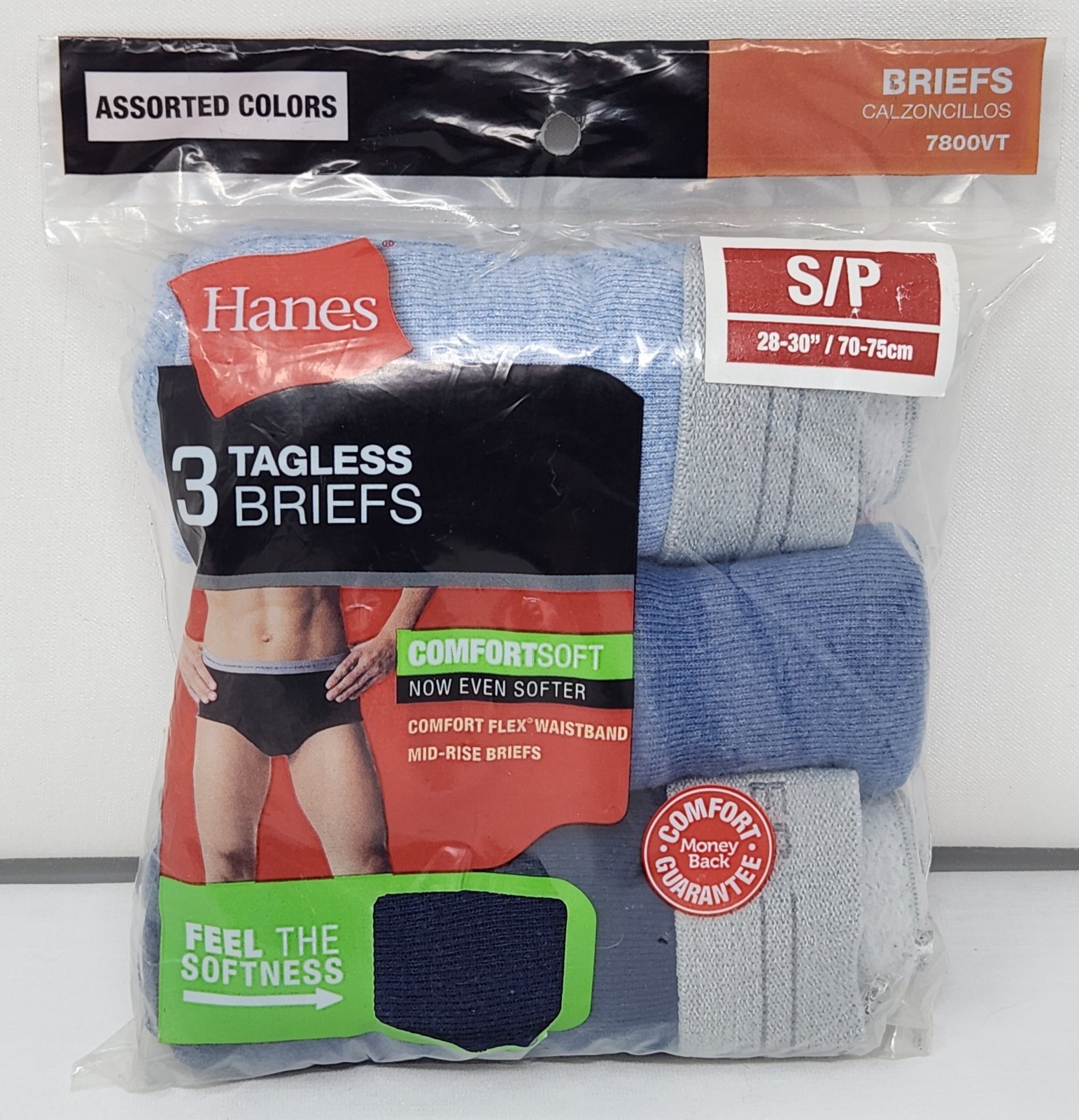 Hanes Men’s Tagless Briefs Assorted Underwear 3-Pack (Small 28-30) – New