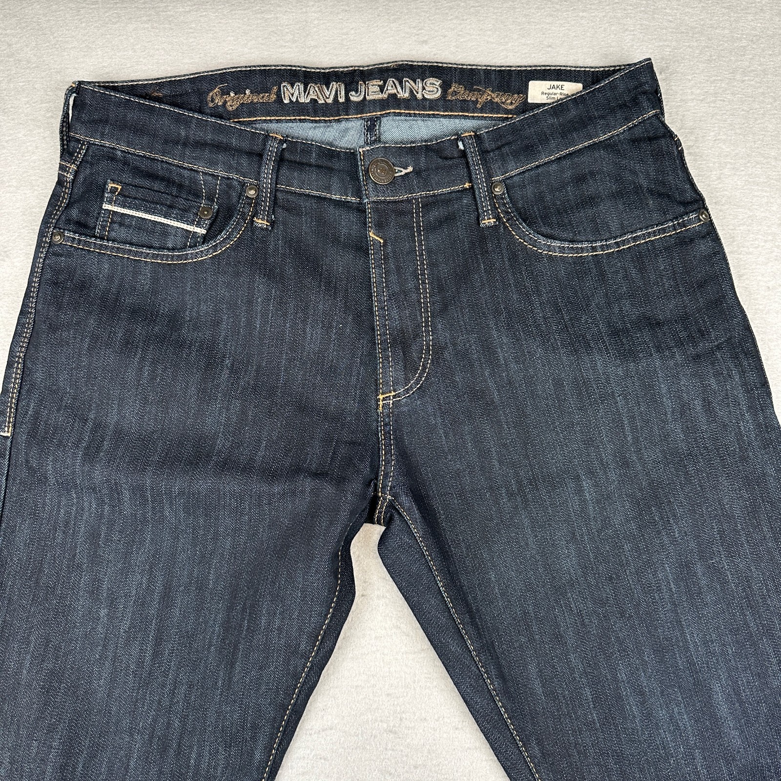 Mavi Jeans Mens 34×32 (Fits 34×31) Blue Jake Slim Straight Leg Indigo Dark Wash