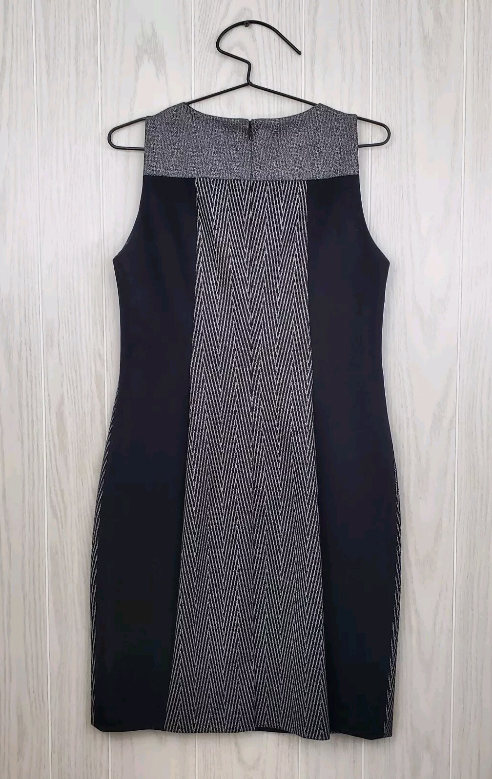 CLASSIQUES ENTIER Wear to Work Dress Sleeveless Sheath 3 Pattern Black & Gray M